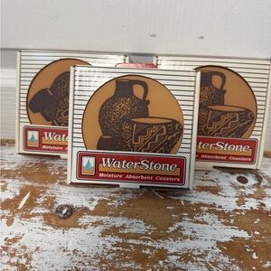 Vintage WaterStone Moisture Absorbent Coasters – Set of 6 (3 Packs, New in Box)
